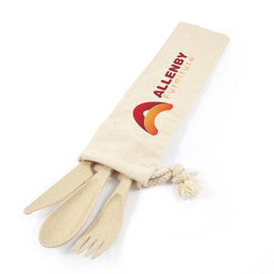 Delish Eco Cutlery Set in Calico Pouch - LL8790