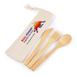 Miso Bamboo Cutlery Set in Calico Pouch - LL8794