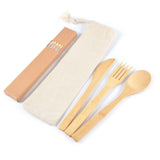 Miso Bamboo Cutlery Set & Straws in Calico Pouch - LL8795