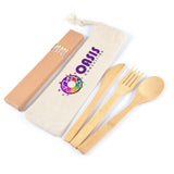 Miso Bamboo Cutlery Set & Straws in Calico Pouch - LL8795