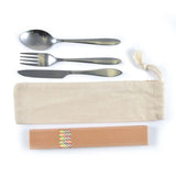 Banquet Cutlery Set & Straws In Calico Pouch - LL8799