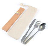 Banquet Cutlery Set & Straws In Calico Pouch - LL8799