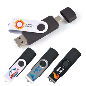 Swivel USB Flash Drive Dual 8GB - LL9607