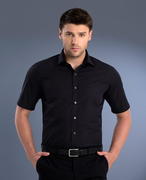 Style 801 Black – Men's Slim Fit Short Sleeve Poplin