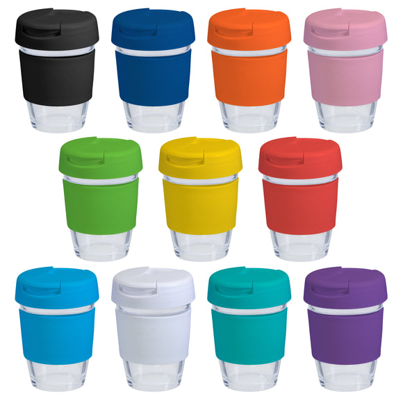 12oz/340ml Glass Karma Kup Plastic Flip Lid - G1799P