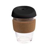 12oz/340ml Glass Karma Kup Cork Band Silicon lid - G1945