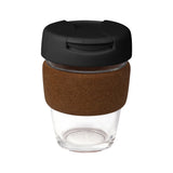 12oz/340ml Glass Karma Kup Cork Band Plastic Flip Lid - G1963