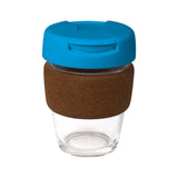 12oz/340ml Glass Karma Kup Cork Band Plastic Flip Lid - G1963