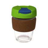 12oz/340ml Glass Karma Kup Cork Band Plastic Flip Lid - G1963