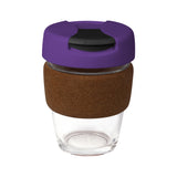 12oz/340ml Glass Karma Kup Cork Band Plastic Flip Lid - G1963