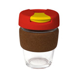 12oz/340ml Glass Karma Kup Cork Band Plastic Flip Lid - G1963