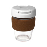 12oz/340ml Glass Karma Kup Cork Band Plastic Flip Lid - G1963