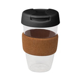 16oz/535ml Clear Plastic Karma Kup Cork Band Plastic Flip Lid - G1967