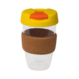 16oz/535ml Clear Plastic Karma Kup Cork Band Plastic Flip Lid - G1967