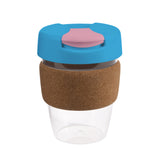 12oz/340ml Clear Plastic Karma Kup Cork Band Plastic Flip Lid - G1970