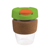 12oz/340ml Clear Plastic Karma Kup Cork Band Plastic Flip Lid - G1970