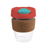 12oz/340ml Clear Plastic Karma Kup Cork Band Plastic Flip Lid - G1970